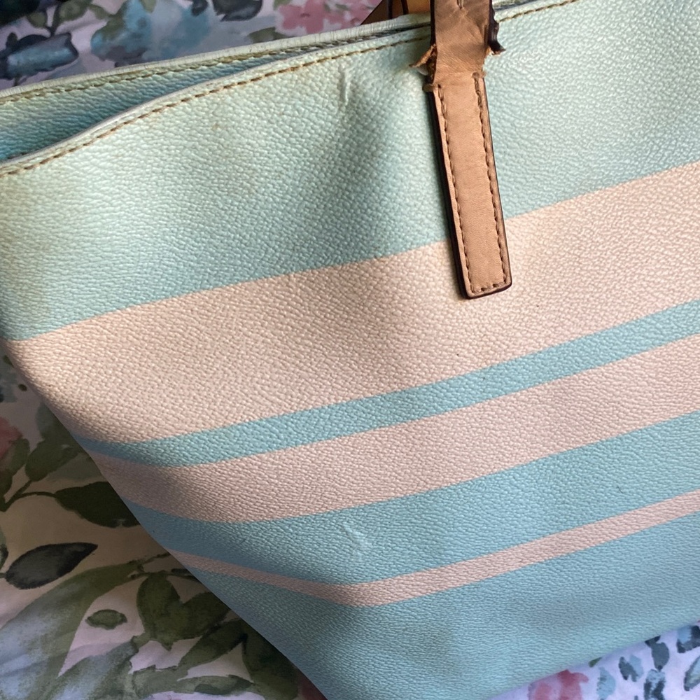 LAST CHANCE BAG‼️ Kate Spade Mint and Beige Striped Tote - Picture 3 of 11